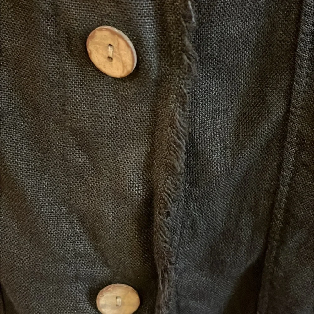 Tina Stephens Black Linen Jacket Classic Denim Style - Picture 10 of 14